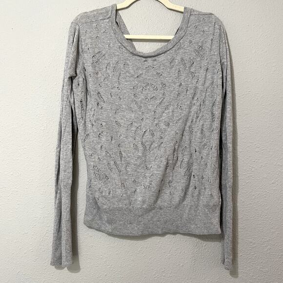 Calia Carrie Underwood Grey Off Shoulder Criss Cross Back Sweater M Oversized - Picture 1 of 6